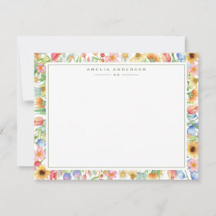 Cartão de Nota com Monograma de Jardim Floral