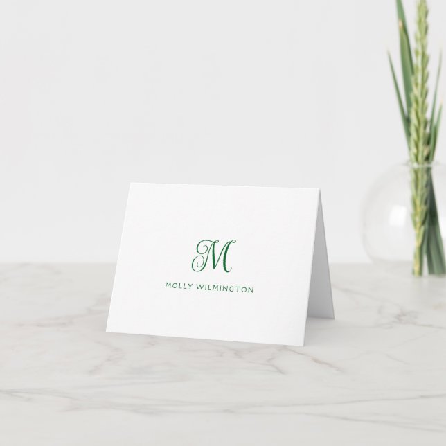 Cartão de Nota com Monograma de Script Simples em  (Frente)