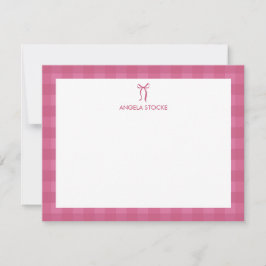 Cartão de Nota com Nome Personalizado e Laço Rosa