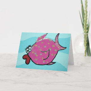 Cartão de nota cor-de-rosa dos peixes