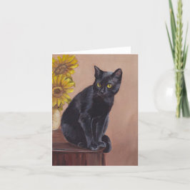 Cartão de nota curioso da arte do gatinho do preto