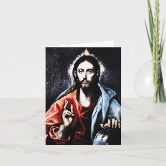 Cartão de nota da bênção do cristo de El Greco (Frente)