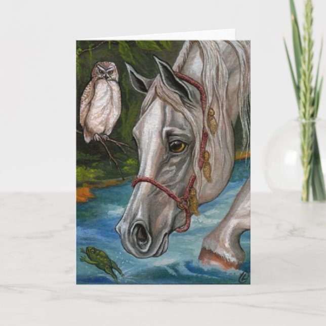 Cartão de nota da coruja do CAVALO BRANCO (Frente)