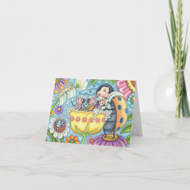 CARTÃO DE NOTA DA FAMÍLIA LADYBUG Ladybug Bubbleba (Frente)