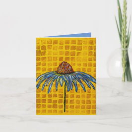 Cartão de nota da flor de cone xadrez amarelo