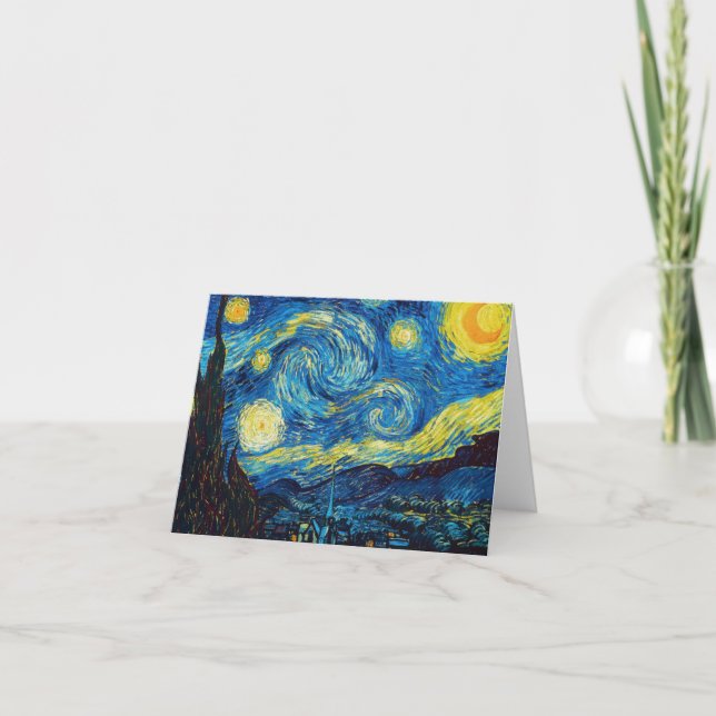 Cartão de nota da noite estrelado de Van Gogh (Frente)