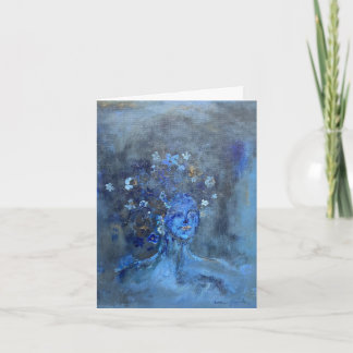 Cartão de Nota da Pintura da Mulher Azul