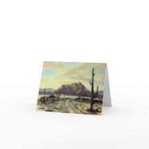 Cartão de nota da pintura de paisagem do deserto