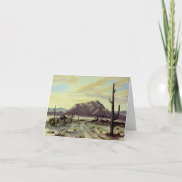 Cartão de nota da pintura de paisagem do deserto