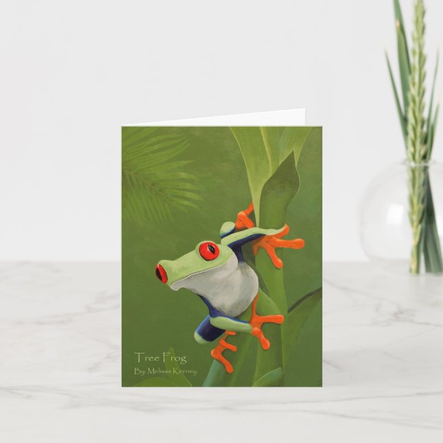 Cartão de nota da pintura do sapo de árvore (Frente)