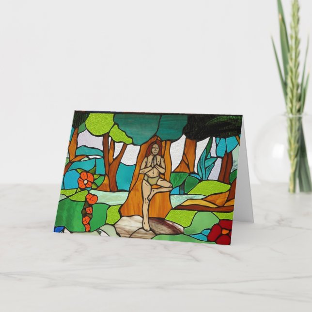 Cartão de nota da pose da árvore (Frente)