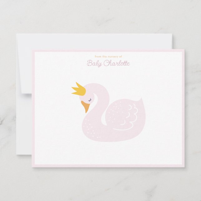 Cartão de Nota da Princesa Cisne Rosa Berçário (Frente)