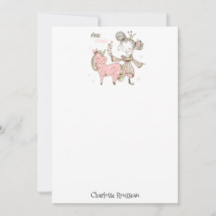 Cartão de Nota da Princesa Princesa Rosa-Unicorn
