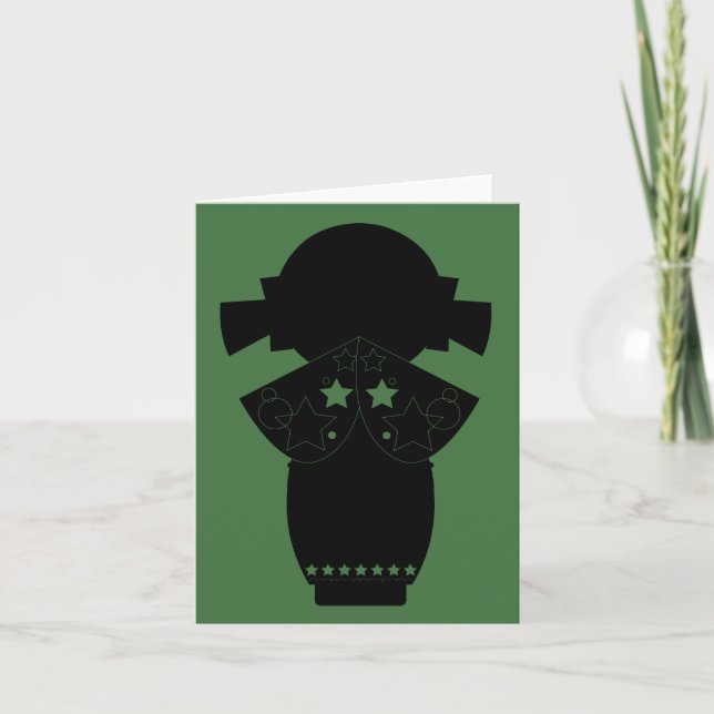 Cartão de nota da silhueta da estrela de Kokeshi (Frente)