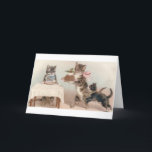 Cartão de nota da sobremesa do Natal do gato e do<br><div class="desc">Victorian/de gato e gatinho do vintage cartão de nota.  Família de gato adorável pronta para a sobremesa do Natal!  Gatinhos bonitos do Victorian!  Aperfeiçoe para amantes do gato!</div>