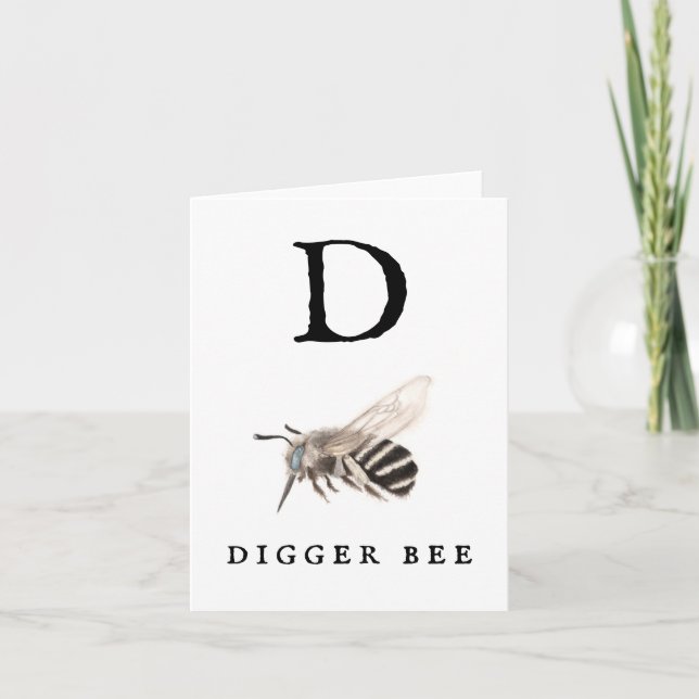 Cartão de Nota de Abelhas Digger "D" (Frente)