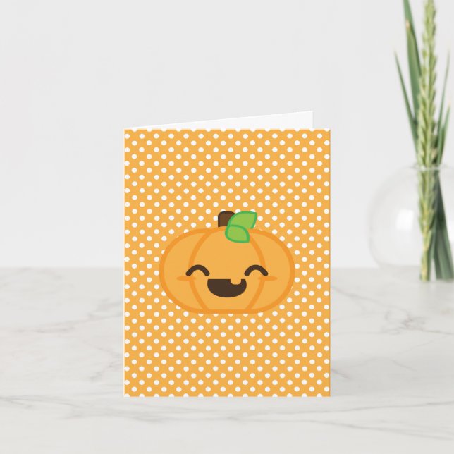 Cartão de Nota de Abóbora Kawaii Jack O Lantern (Frente)