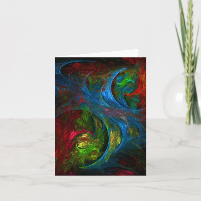 Cartão de Nota de Abstrato de Arte Gênesis Azul (Frente)