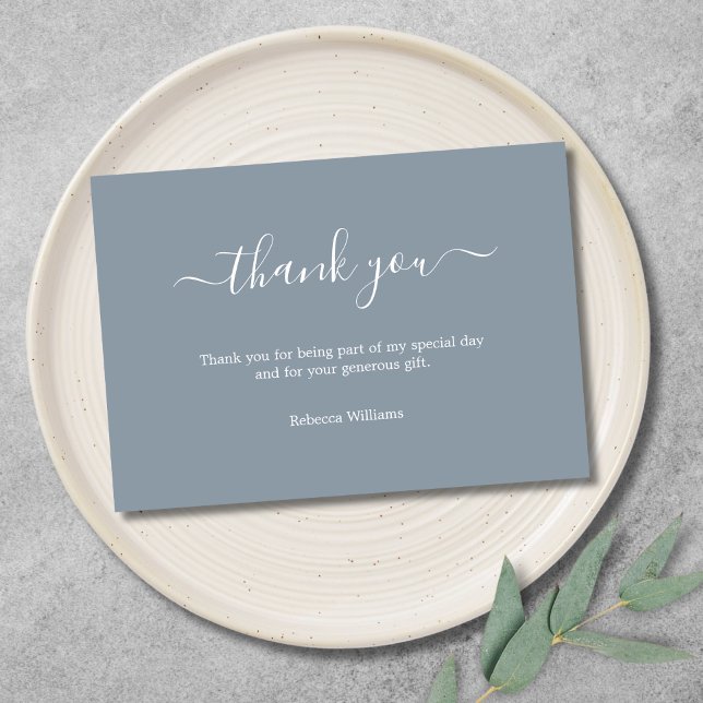 Cartão de Nota de Agradecimento de Aniversário 3.5 (Dusty Blue Thank You Card )