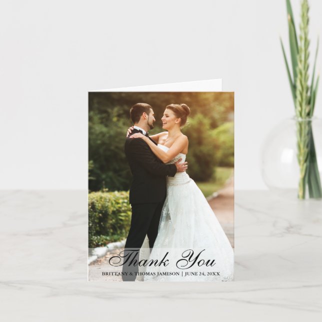 Cartão de Nota de Agradecimento de Casamento com F (Frente)