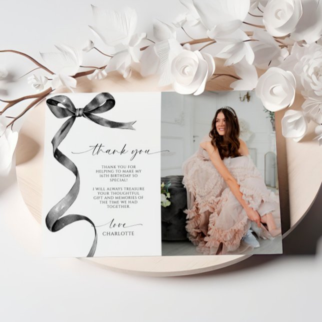 Cartão de Nota de Agradecimento de Foto de Laço Pr (Criador carregado)