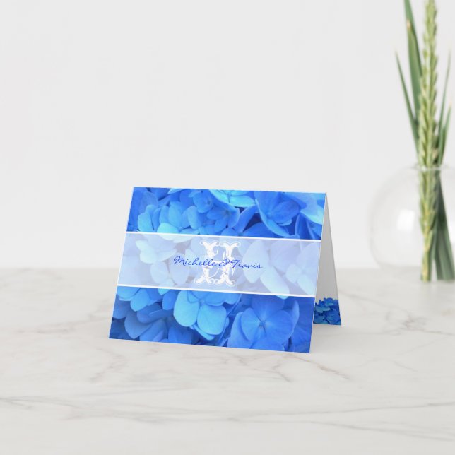 Cartão de Nota de Agradecimento de Hortênsia Azul  (Frente)