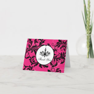 Cartão de Nota de Agradecimento de Lustre Rosa Pre