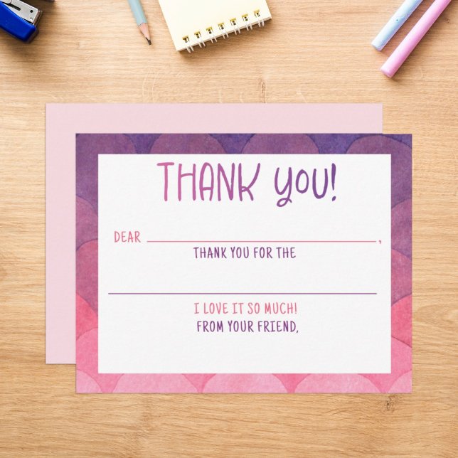 Cartão de Nota de Agradecimento de Mermaid em Aqua (Criador carregado)