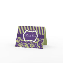 Cartão de Nota de Agradecimento em Damasco Roxo, V