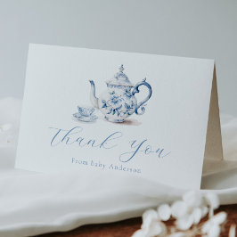 Cartão de Nota de Agradecimento Festa de Chá Azul