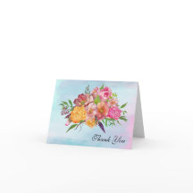 Cartão de Nota de Agradecimento Floral Colorido em