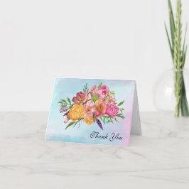 Cartão de Nota de Agradecimento Floral Colorido em