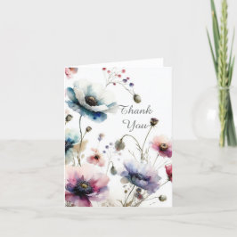Cartão de Nota de Agradecimento Floral com Tinta A