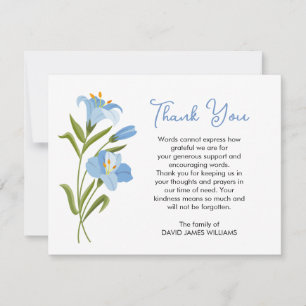 Cartão de Nota de Agradecimento Funeral Blue Lily