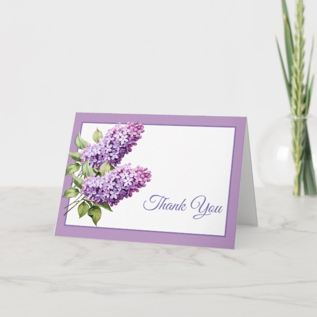 Cartão de Nota de Agradecimento Lilases (Frente)