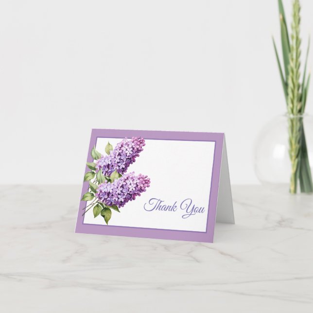 Cartão de Nota de Agradecimento Lilases (Frente)