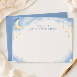 Cartão de Nota de Agradecimento Personalizado Azul
