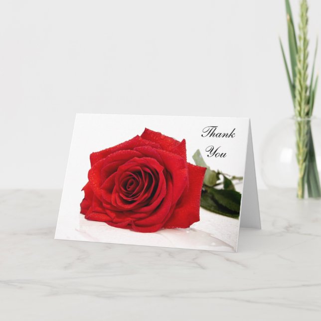 Cartão de Nota de Agradecimento Rosa Vermelha (Frente)