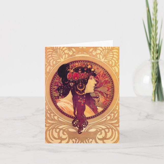 Cartão de nota de Alphonse Mucha Donna Orechini (Frente)
