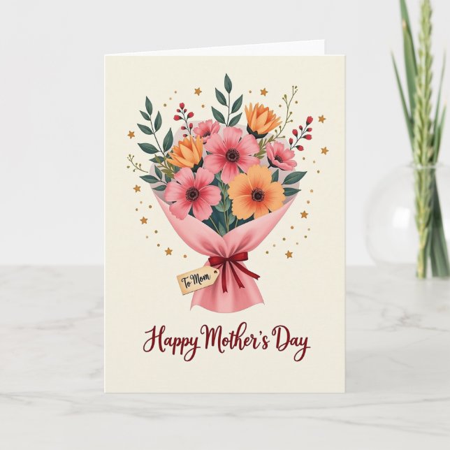 Cartão de Nota de Amor com Buquê Floral (Frente)