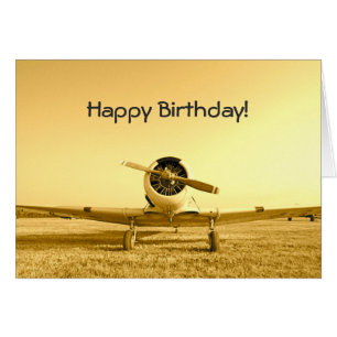 Cartão de Nota de Aniversário Amarelo de Avião de
