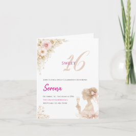 Cartão de Nota de Aniversário de 16 Anos Flor Sonh