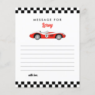 Cartão de Nota de Aniversário do Red Race Car Boy
