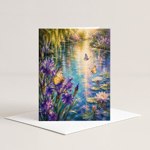 Cartão de Nota de Aquarela Jardim de Borboletas