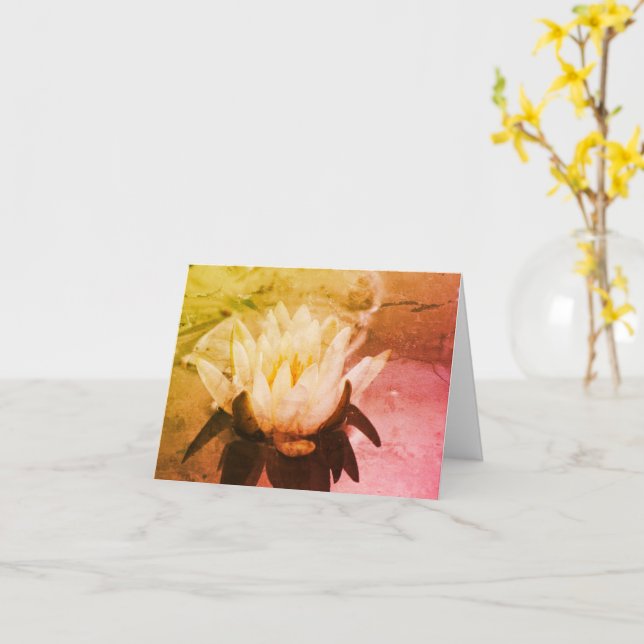 Cartão de Nota de Arte com Flor de Lily Lotus (Flor Amarela)
