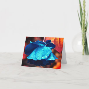 Cartão de Nota de Arte com Flor Rosa Azul