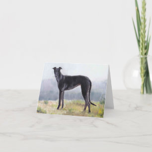 Cartão de Nota de Arte de Cão Negro Greyhound