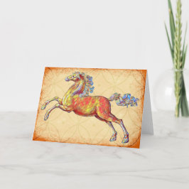Cartão de Nota de Arte de Cavalo Vintage Rústico