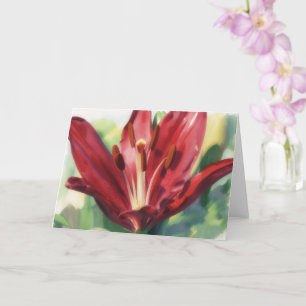 Cartão de Nota de Arte de Flor de Lírio Vermelho I