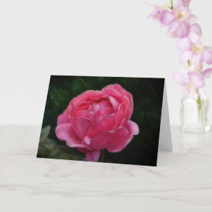 Cartão de Nota de Arte de Flor de Rosa Rosa Escuro